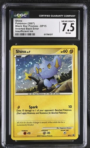 CGC 7.5 ERROR Shinx Black Star Promo Holo DP15 Inverted Back Error Pokemon Card