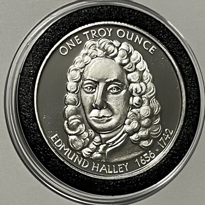 Halley's Comet 1986 Vintage Rare Coin 1 Troy Oz .999 Fine Silver