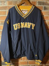 Us Navy Pullover Mens Large Sweatshirt Champion Sportswear Blue Windbreaker