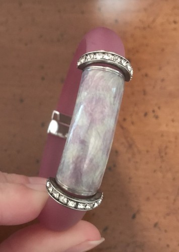 Pretty E.Pearl 925 Sterling Silver Pink Brushed Rubber Bracelet ~ Made in Italy - Picture 2 of 4