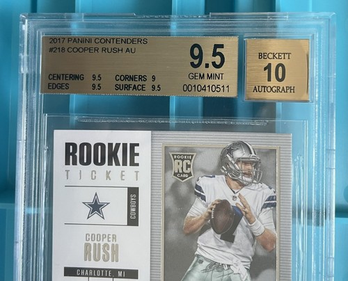 Boleto de novato Cooper Rush 2017 Contenders #218 RC automático 10 BGS 9,5 gema como nuevo Pop 2 - Imagen 2 de 5