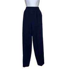 ST JOHN Navy Blue Santana Knit Wide Leg Trousers Size 4