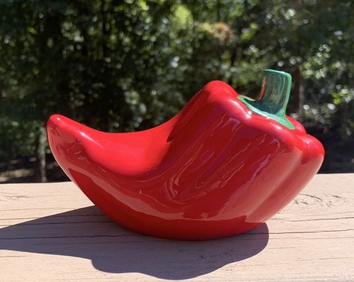 Boston Warehouse Trading Corp Ceramic Red Pepper With Side Opening Sponge Holder - Picture 2 of 5
