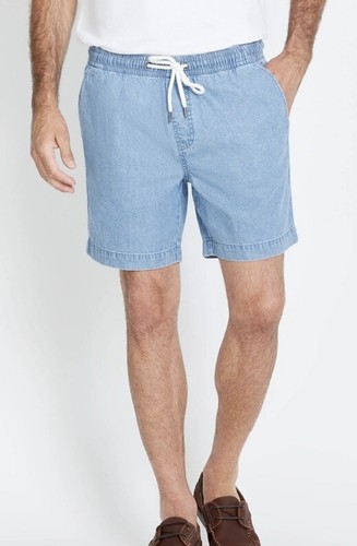 Mens size S Blue Denim RIVERS Casual Shorts With Tie *BNWT* RRP $49.99 - 第 1/4 張圖片