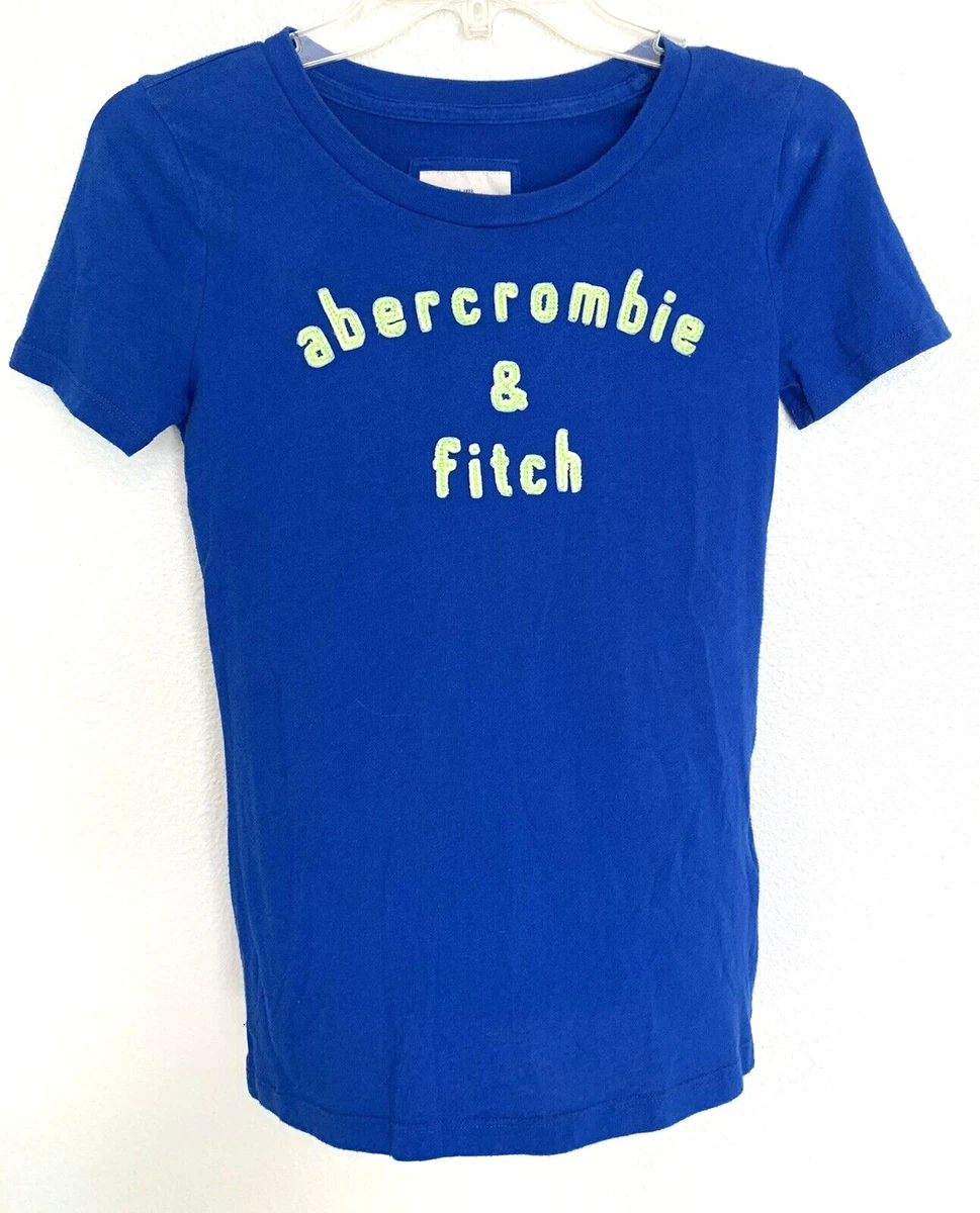 Abercrombie Fitch Kids T Shirt Blue Short Sleeve Girls Cotton Blend XL Y2K