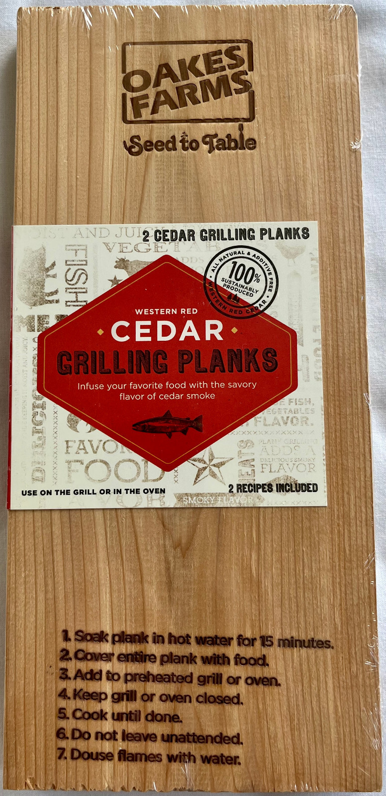 Wildwood for Oak Farms Western Red Cedar Grilling Planks Set of 2 New