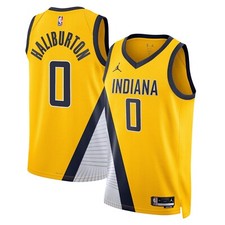 MEN Tyrese Haliburton 0 Statement All Stitched Jersey Yellow