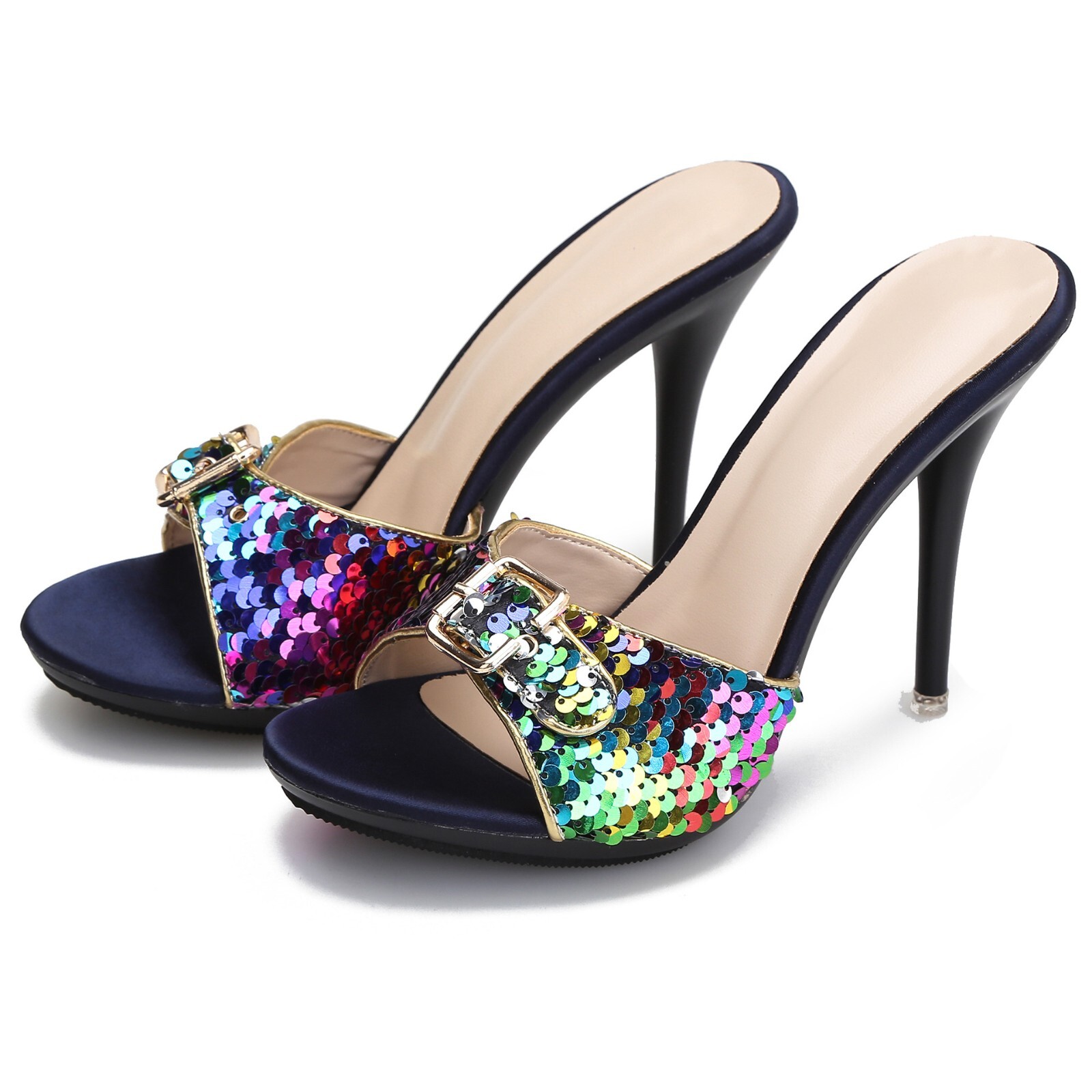 PANTOFOLA D’ORO Sandali donna glitter lucidi tacco a spillo ciabatte scarpe estive sexy moda