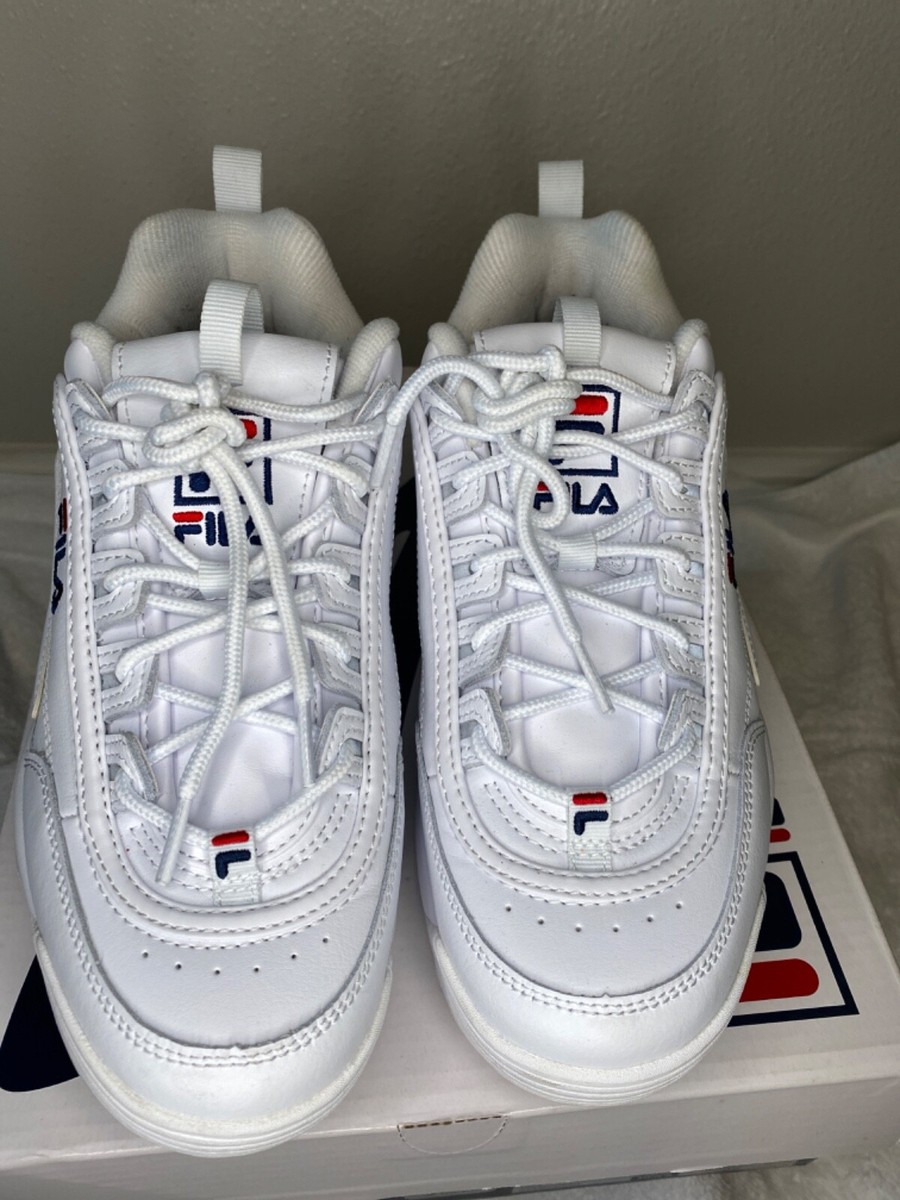 FILA Disruptor II Running Shoe for Men, Size White/Navy/Red