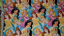 FAT QUARTER DISNEY PRINCESS FABRIC 100 COTTON