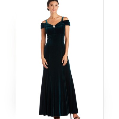 R&M Richards 2509 Formal Off Shoulder Deep Emerald Green Velvet Holiday Dress 6 | eBay UK R&M Richards 2509 Formal Off Shoulder Deep Emerald Green Velvet Holiday Dress 6 | eBay UK