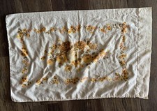 vintage PILLOWCASE yellow orange flowers floral VTG bedding cottagecore