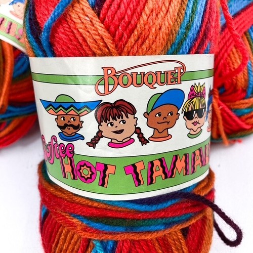 Hot Tamales Premium 100% Acrylic Yarn Same lot 3oz 190yds each 5 skeins washable - Picture 2 of 8