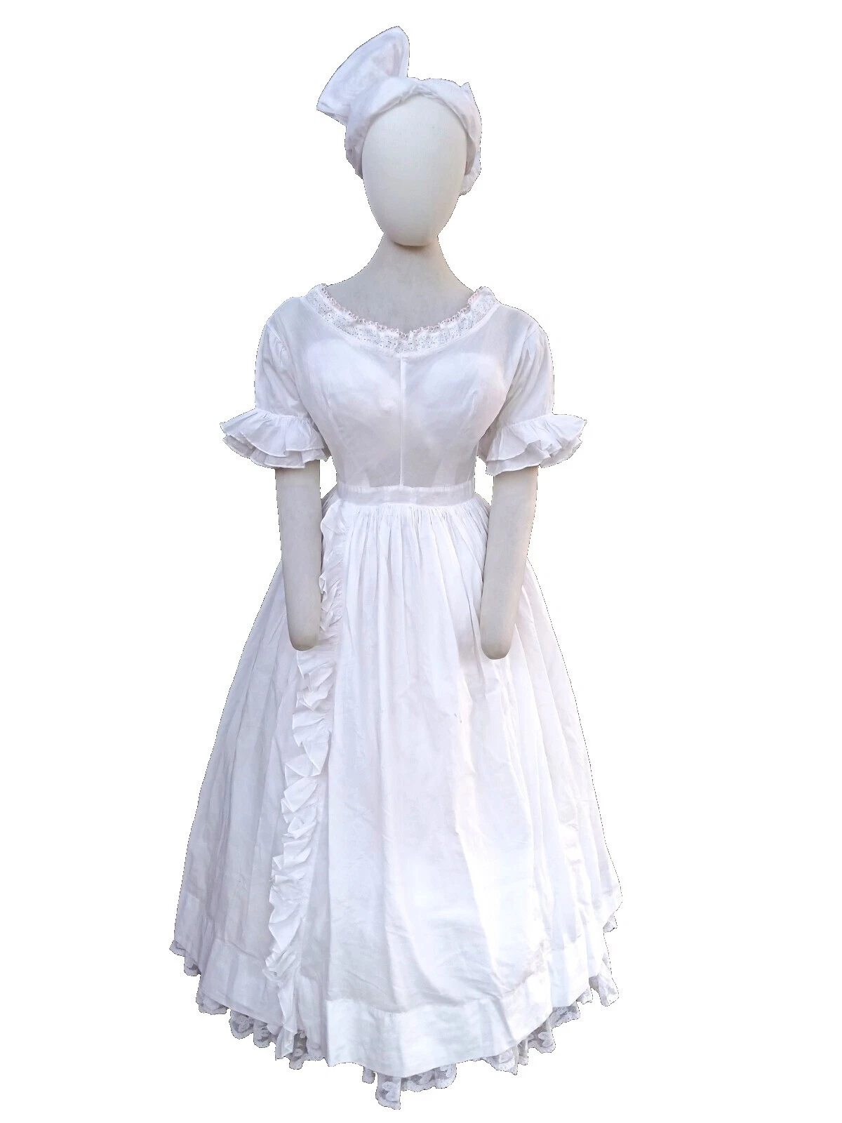 Cotton White Victorian Vintage Dresses for Women