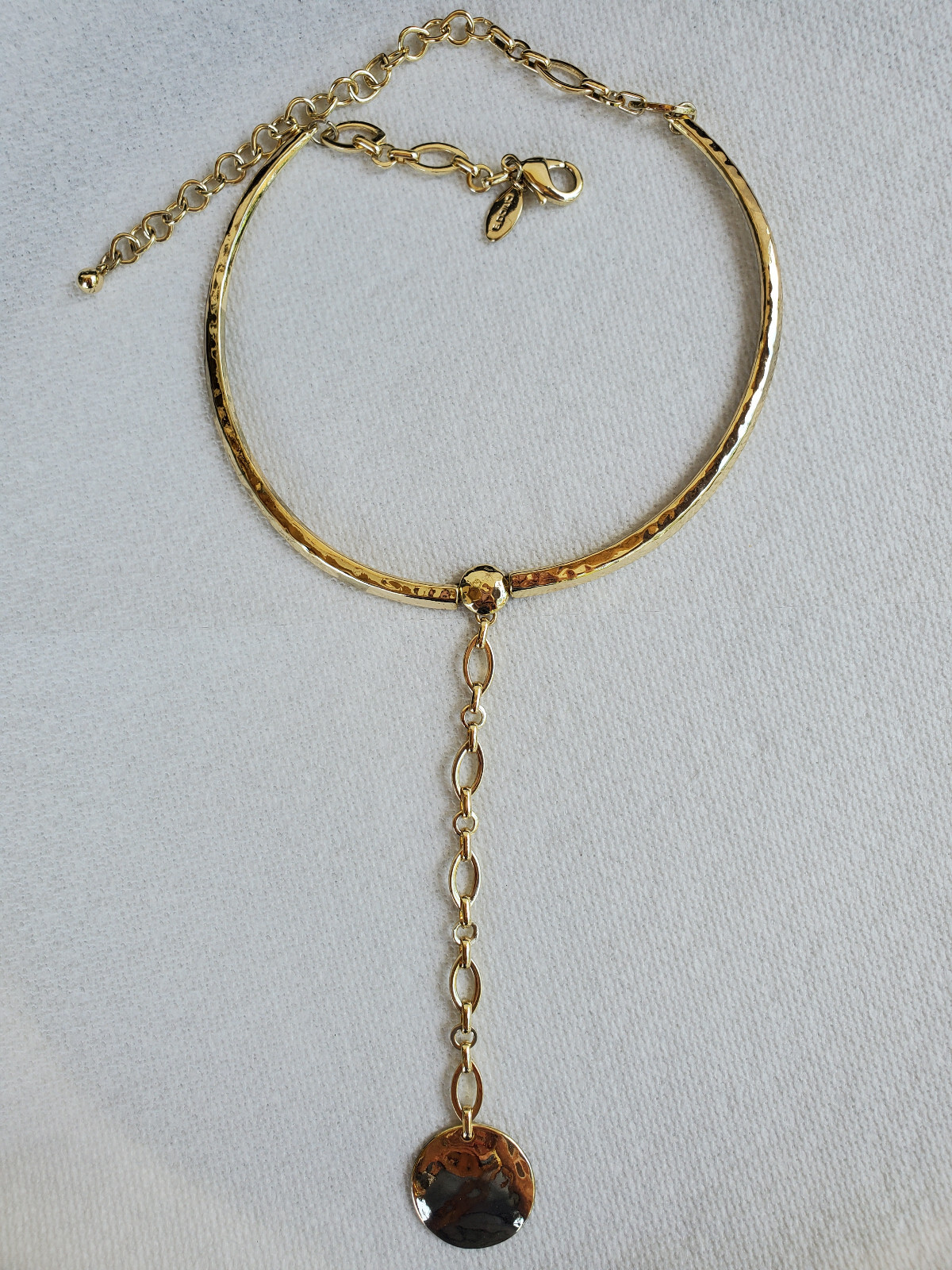 Signed CHICOS Gold Split Circle Bar Statement Nec… - image 1