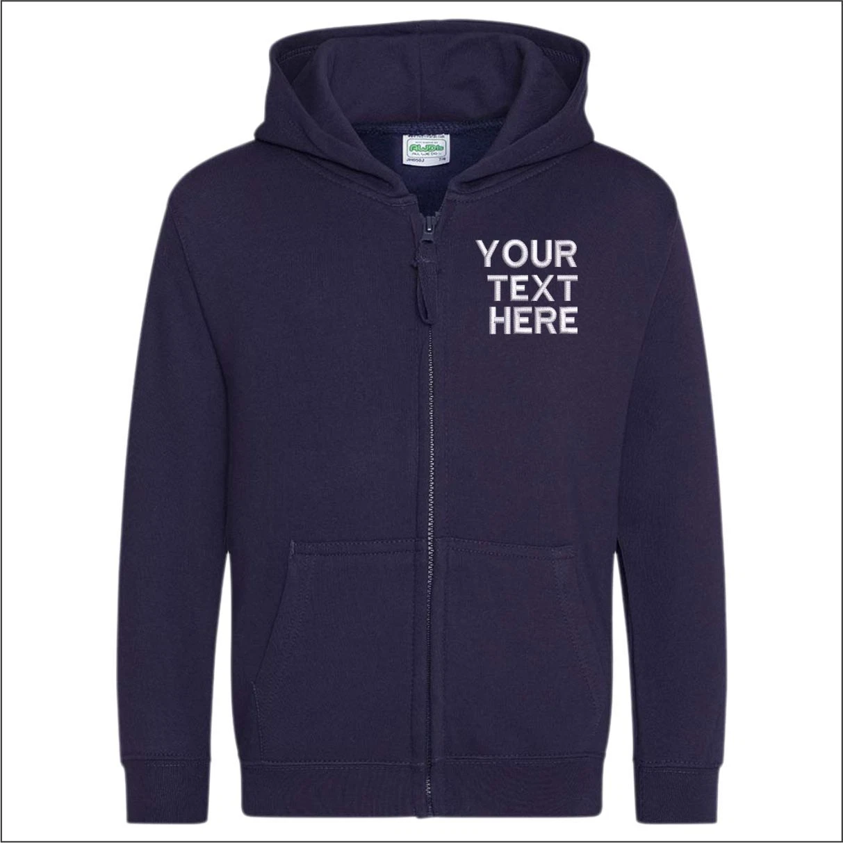 AWDis Personalised Kids Zip Up Hoodie Boys Girls Embroidered Hooded Sweatshirt