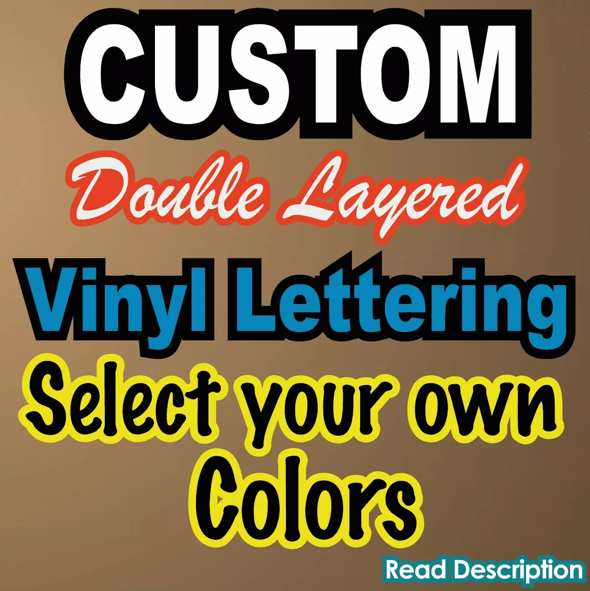 CUSTOM Vinyl Lettering Decal Background Outline Two Colors Contour Layer  Sign