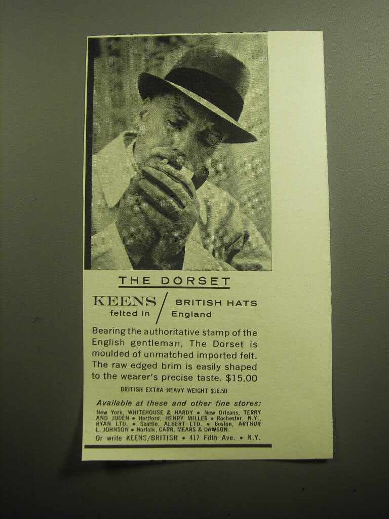 1958 Keens Dorset Cappello Pubblicità