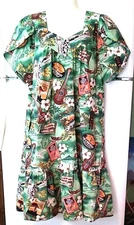 VINTAGE WOMEN'S AN ORIGINAL HAWAIIAN TOGS UKULELE PLANE SURFER ISLAND DRESS XL