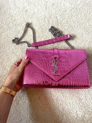 Yves SAINT LAURENT BORSA ROSA imitazioni NUOVO CLUTCH | eBay