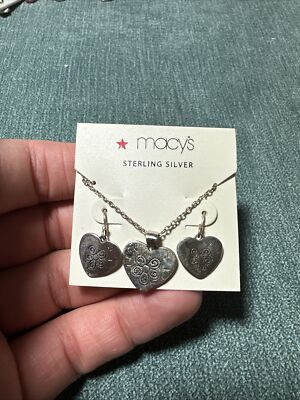 Sterling Silber Macys Halskette Ohrringe Set