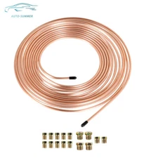 Brake Line Tubing Kit 3/16 OD 25 Ft Copper & Nckel Coated w/ 16 Fittings