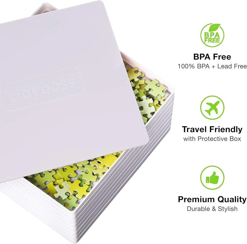 8 bandejas de classificação de quebra-cabeças com tampa 8" X 8" - Acessórios portáteis para quebra-cabeças Whi - Imagem 3 de 4