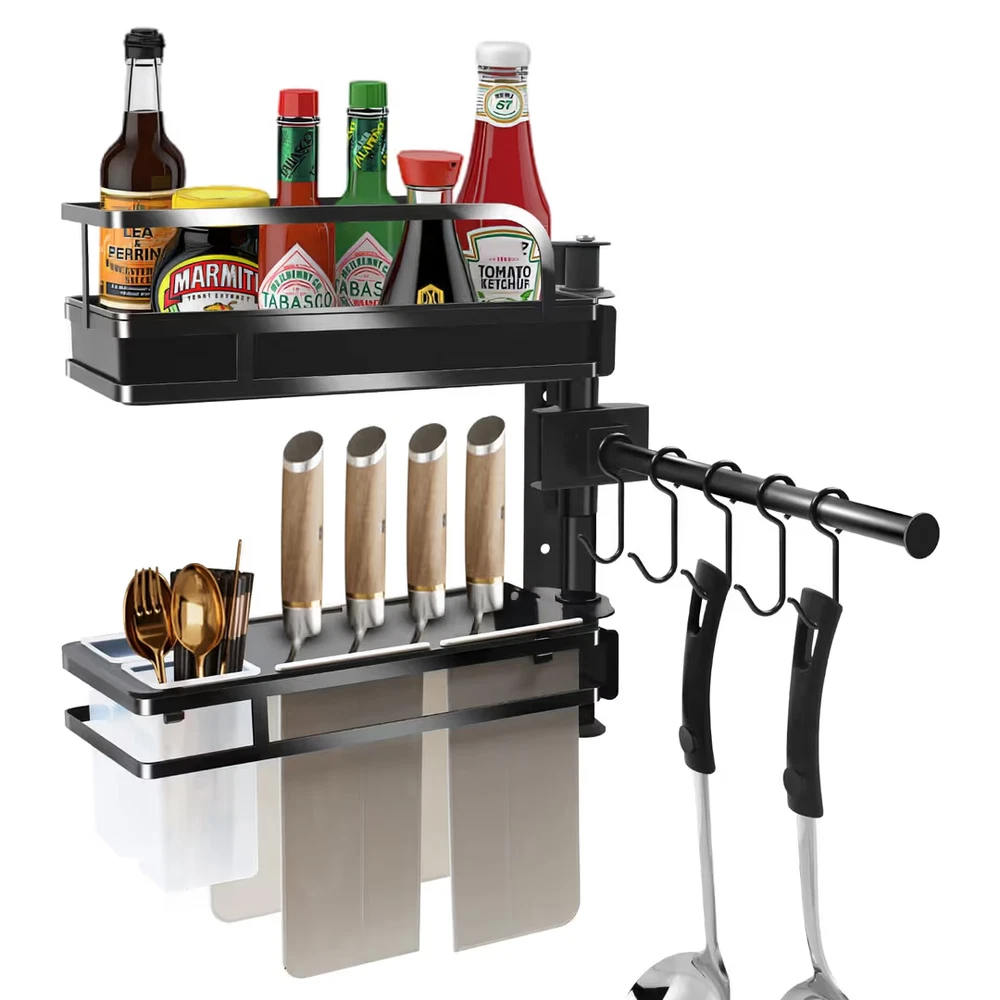 Corner Spice Rack Basket Wall Mount Storage Caddy