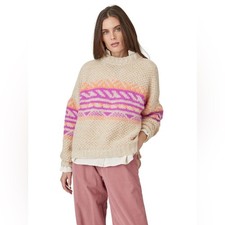 Xirena Sofia Alpaca Jacquard Knit Chunky Cropped Sweater Dahlia Fiesta XS 352