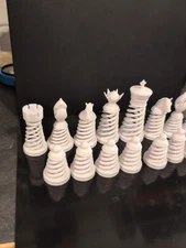 Spring Chess pieces complete set of 32 Black/White No Chessboard 3D Printed 
