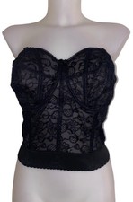 Goddess Sz 40DD Women  s Lace Bridal 0689 Black Longline Underwire Bustier Bra