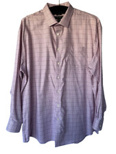 Pronto Uomo Dress Shirt Pink Mens 18.5 36/37 Tall Classic Egyptian Cotton Check