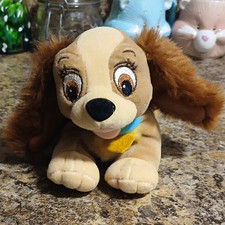 Disney Lady and the Tramp Lady Plush Dog, Tan/Brown w/ Blue Collar, Small