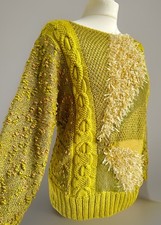 Vintage Strick Pullover Retro Design Pulli 80er Sweater Patchwork Knit Boho 38/M