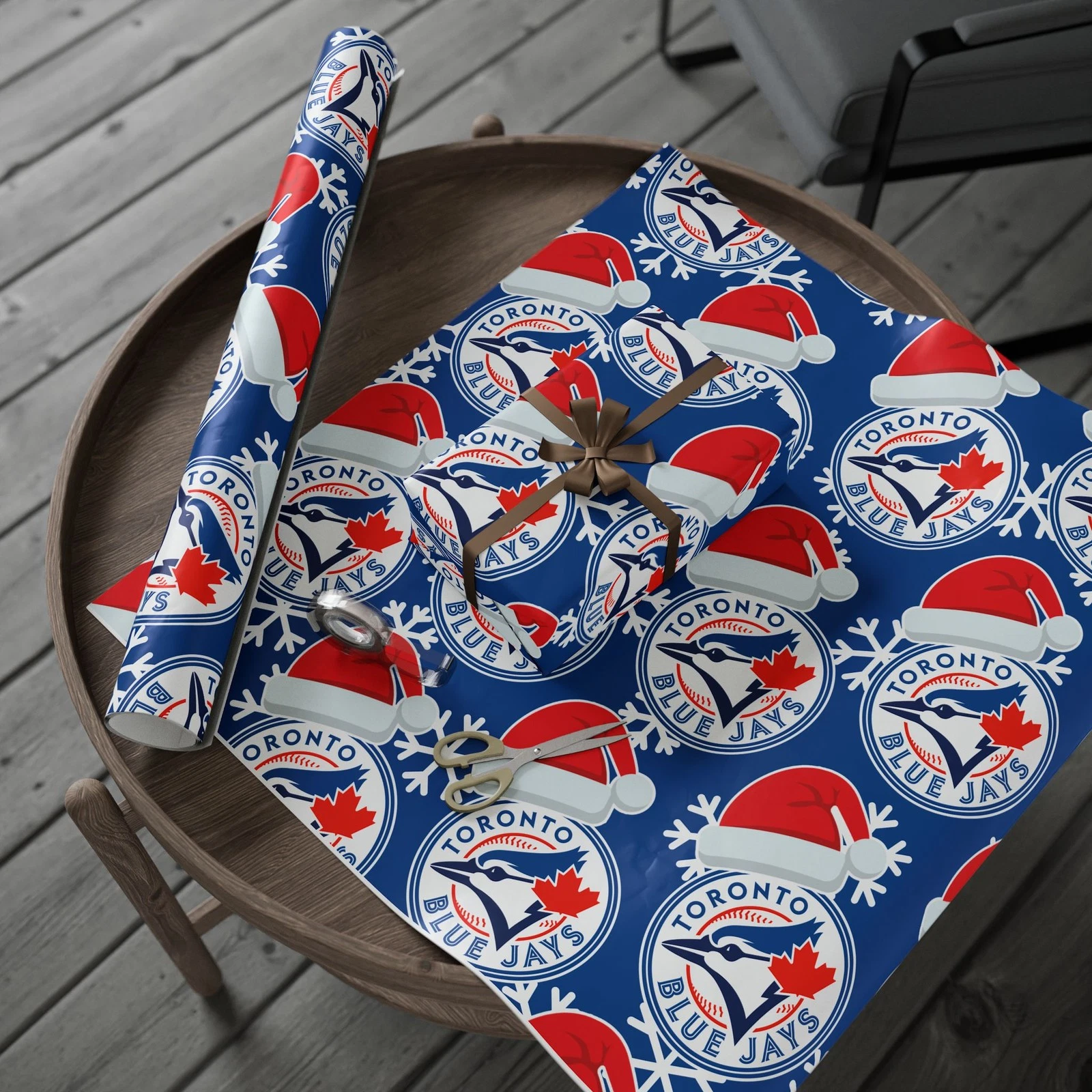 Toronto Blue Jays Gift Wrapping Paper, Baseball Team Holiday