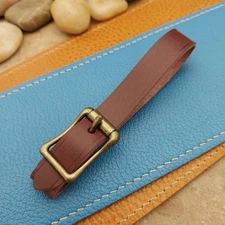 Plum Buttero Leather Vintage Pocket Watch Fob Strap & Antique Brass Cast Buckle