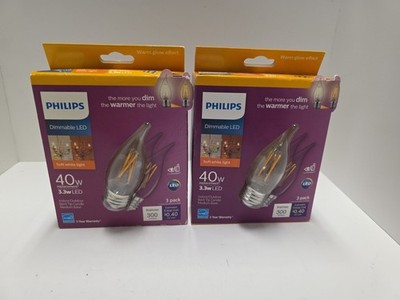 Philips Warm Glow Effect 40W Soft White Light BA11 Dimmable LED Light 2 Boxes