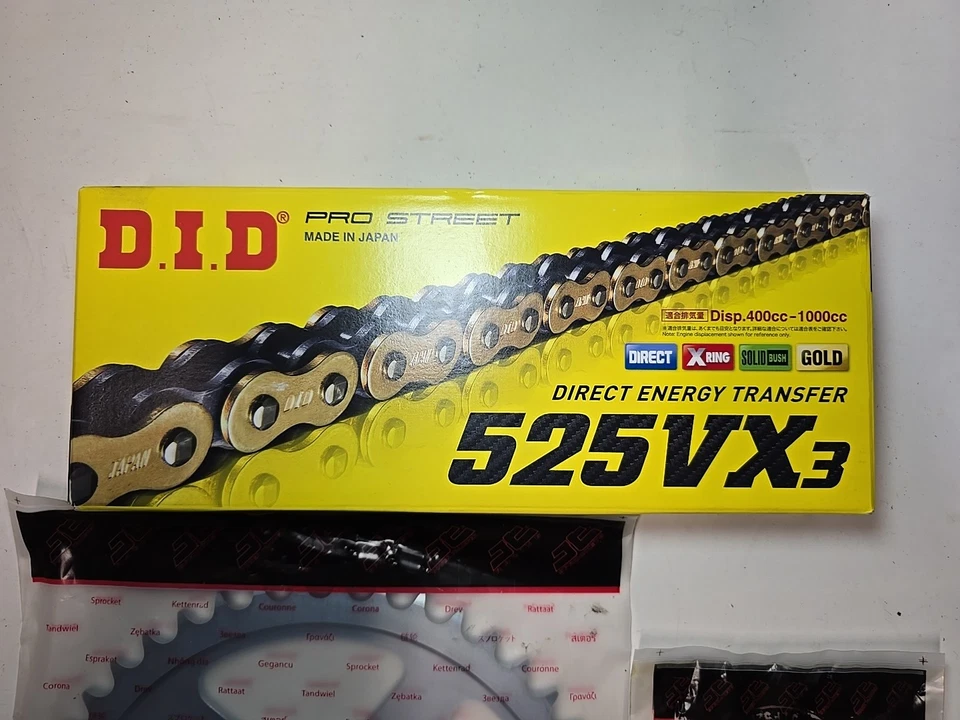 Suzuki SV650 S 1999-2009 DID Gold X-Ring Chain & JT Kit de piñón acolchado Foto 2 de 4