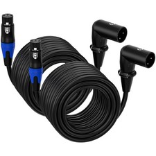  20FT / 2 Pack XLR Right-Angle Male to Straight Female Microphone Extension ...