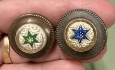 Green & Blue STAR Sulphide Threaded Cover Antique Victorian Picture Hanging Nail