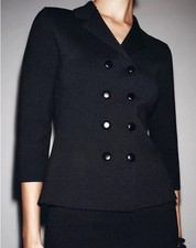 ZARA DONNA BLAZER CARDIGAN DOPPIOPETTO IN MAGLIA NERO TAGLIA MEDIA (M)