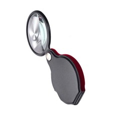 Plastic Metal Glass 10X Pocket Folding Magnifier Loupe Optical Magnifying Glass