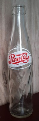Vintage Pepsi Cola Doppelpunkt Schrift Glas geprägte Flasche 40er Jahre