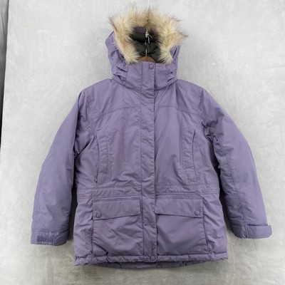 LL Bean Womens Purple Insulated Parka Jacket with Faux Fur Hood Size M
