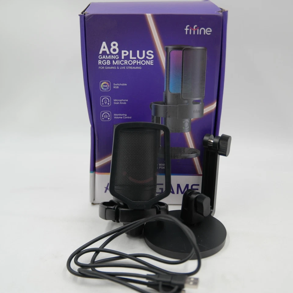 Gaming RGB Beleuchtung Mikrofon mit Pop Filter & Quick Mute FIFINE A6 Professional