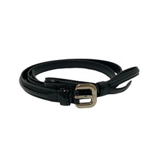 PRADA - Black Silver Patent Leather Hardware Belt