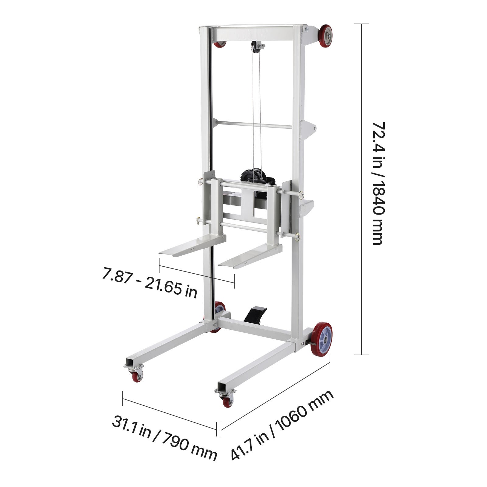 Uimoso Material Lift Winch Stacker 551 lbs Capacity Pallet Truck with 70 in Lift