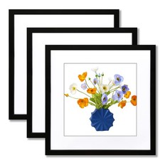 20x20 Frame Black, Display Picture 16x16 with mat or 20x20 Without mat, Photo...