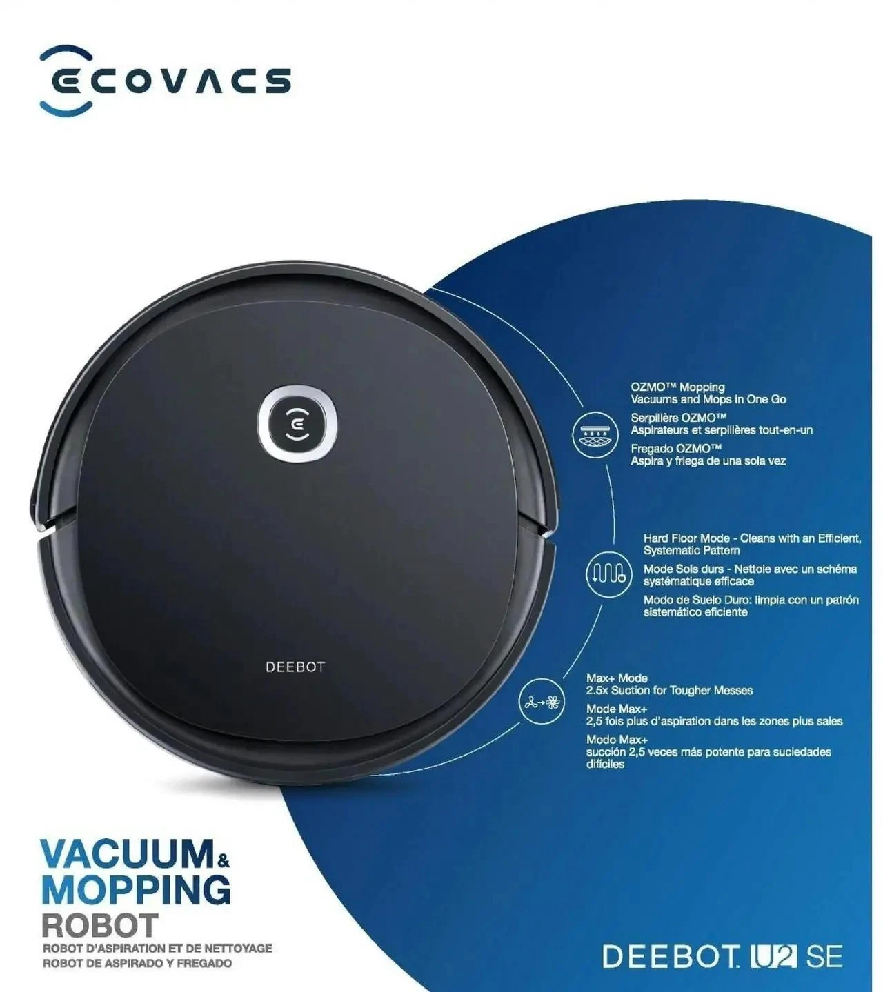 ECOVACS DEEBOT U2SE Robot Vacuum Cleaner and Mop with WiFi & App