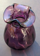 Vintage Fenton Purple Amethyst Swirl Pattern Unusual Vase Glass 6"T x 4"W MC